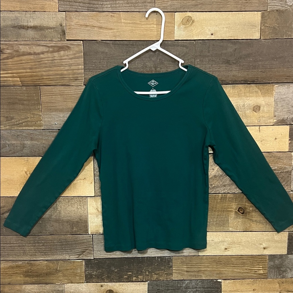 St. John's Bay Green Cotton Long Sleeve